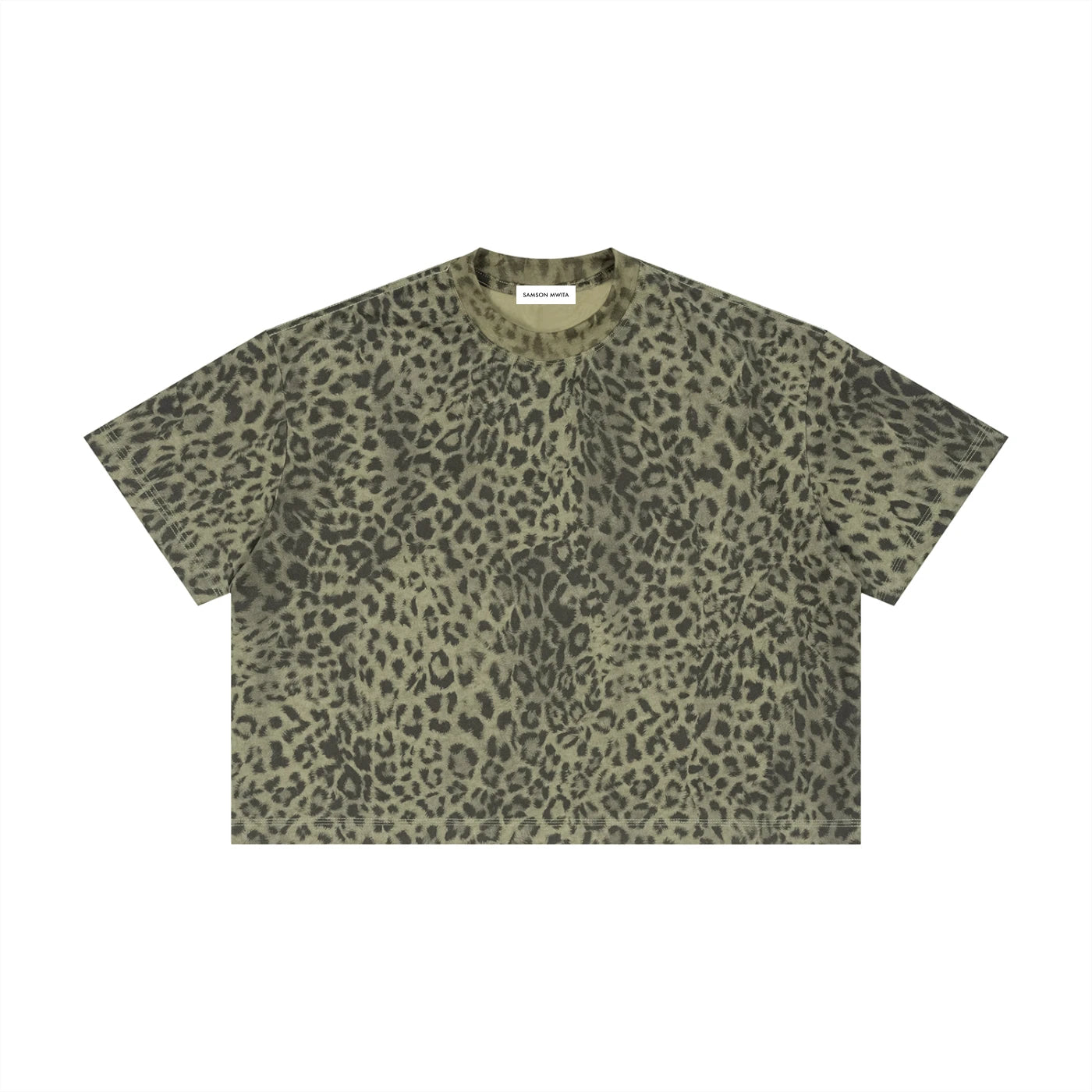 SM Leopard Print Boxy T-shirt green front