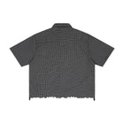 SM Distressed Plaid Boxy Shirt black garden