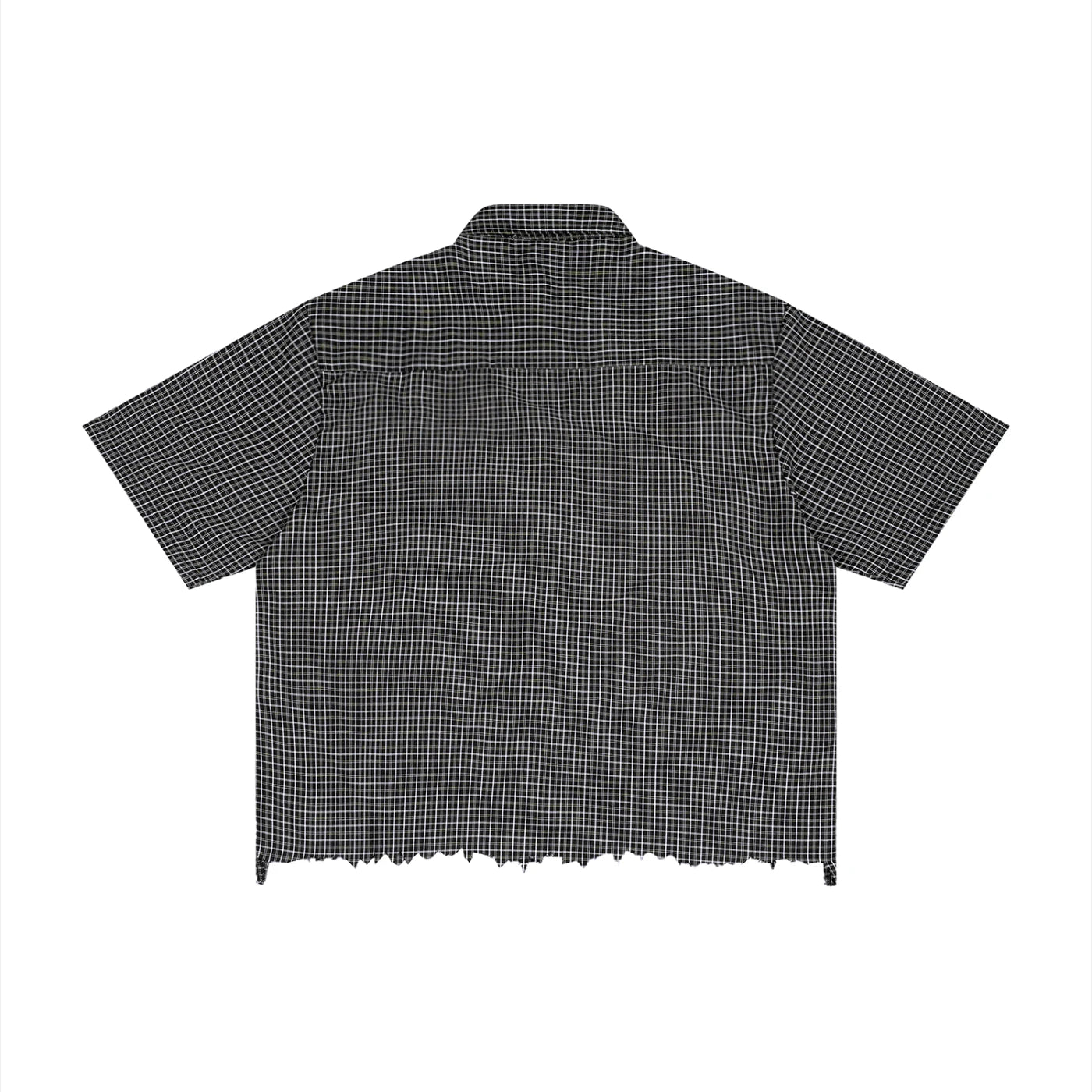 SM Distressed Plaid Boxy Shirt black garden