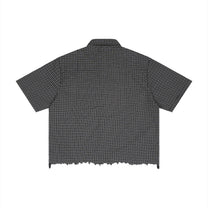 SM Distressed Plaid Boxy Shirt black garden
