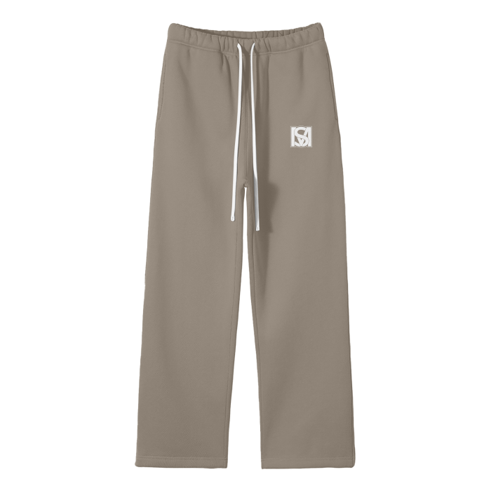 SM Fleece Straight Leg Trousers grey coffee front