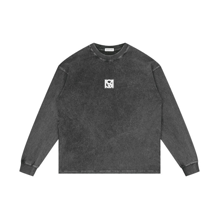 SM Acid Wash Long Sleeve T-shirt pirate grey front
