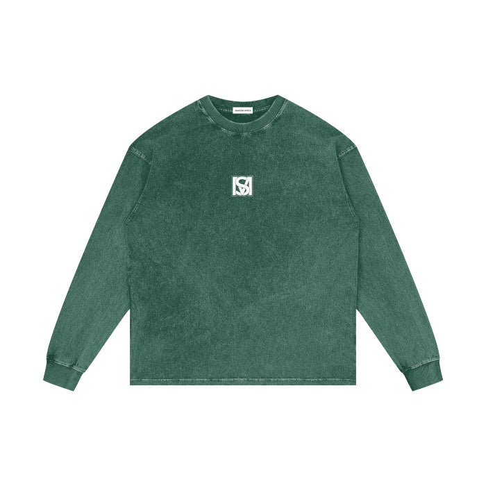 SM Acid Wash Long Sleeve T-shirt dark green back