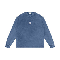 SM Acid Wash Long Sleeve T-shirt dark blue front