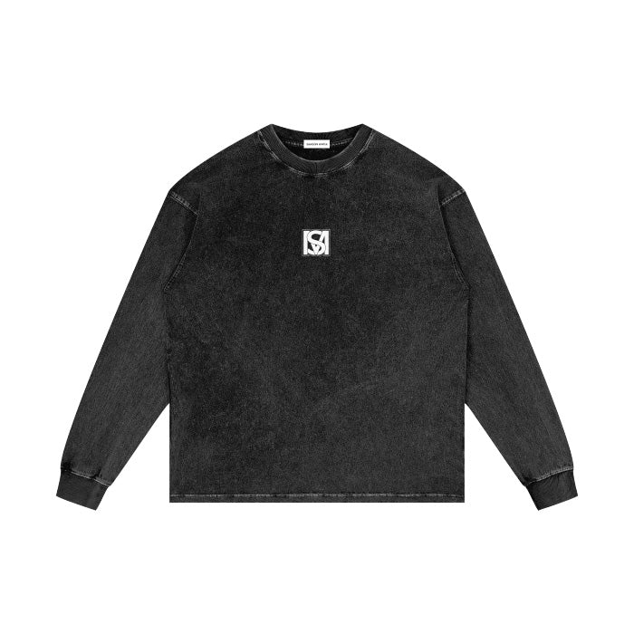 SM Acid Wash Long Sleeve T-shirt black front