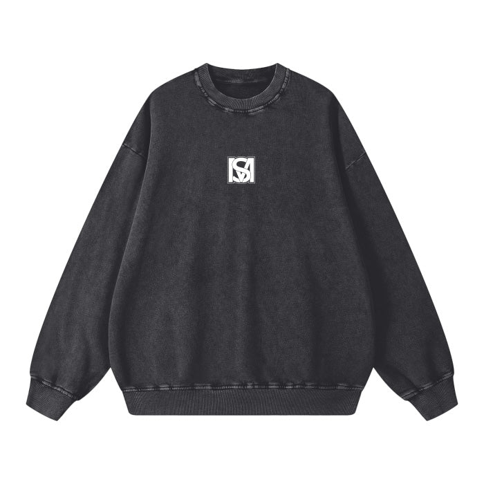 SM Acid Wash Sweatshirt black front
