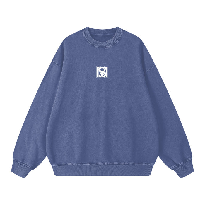SM Acid Wash Sweatshirt blue front