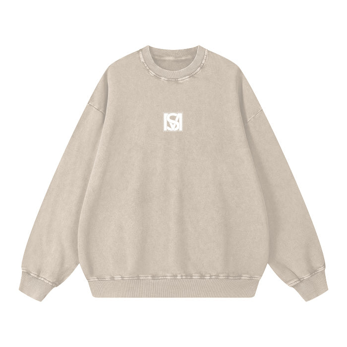 SM Acid Wash Sweatshirt beige front