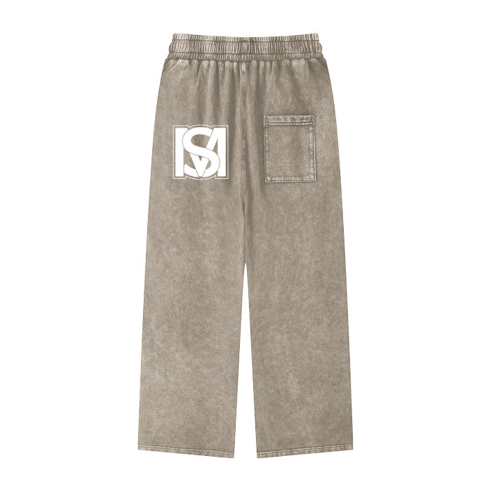 SM Acid Wash Trousers stone grey back