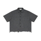 SM Distressed Plaid Boxy Shirt black front