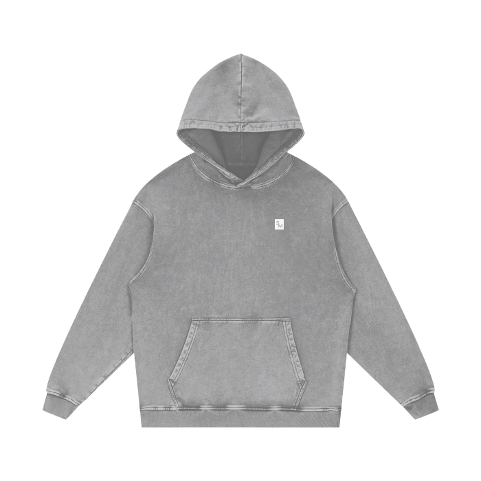 SM Sig. Acid Wash Oversized Hoodie grey front