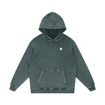 SM Sig. Acid Wash Oversized Hoodie dark green front