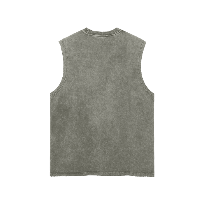 SM Snow Washed Hem Tank Top stone grey back