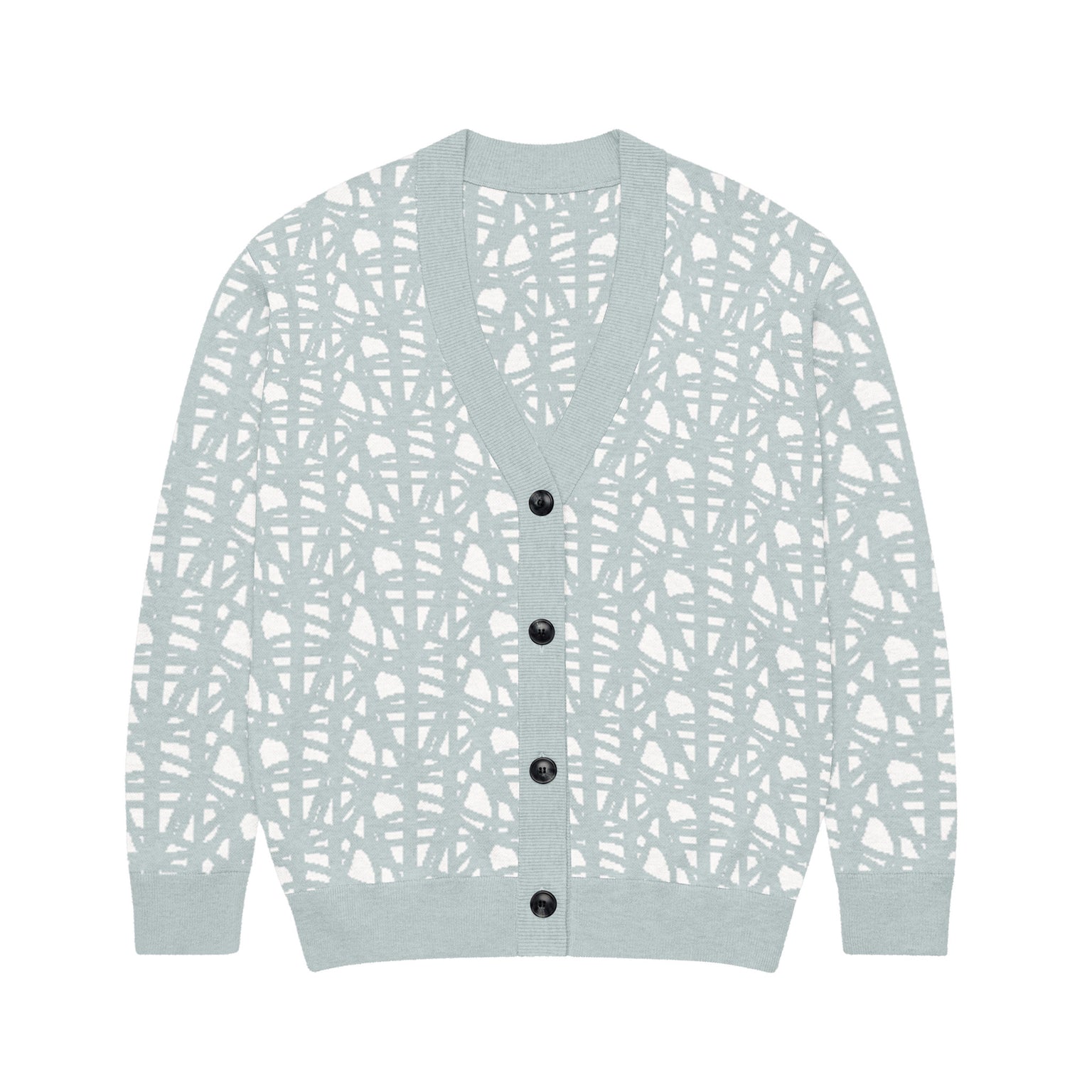 SM Abstract Jacquard Knitted Cardigan blue front