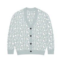 SM Abstract Jacquard Knitted Cardigan blue front