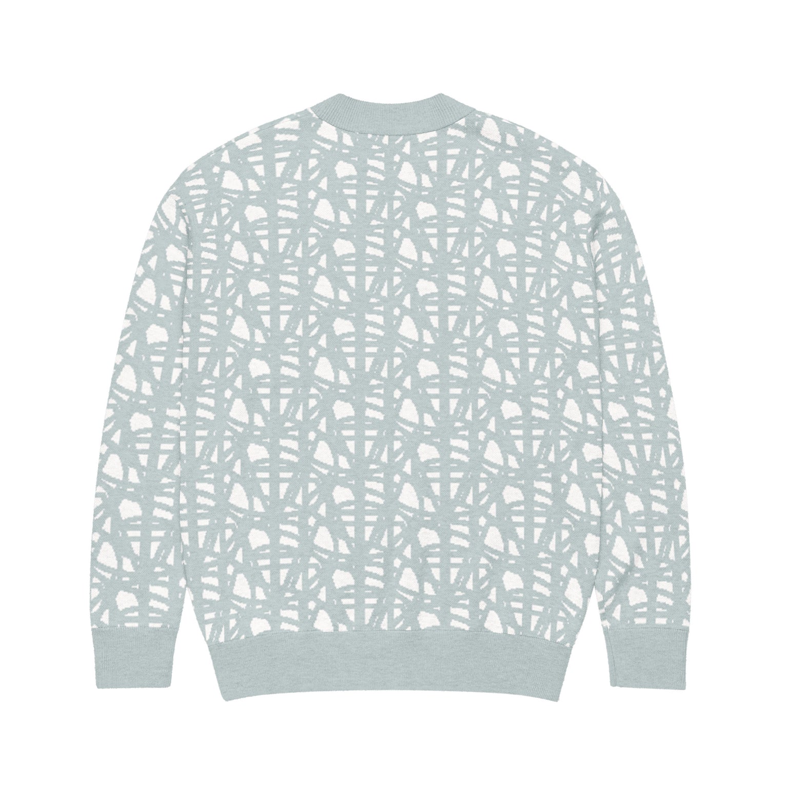 SM Abstract Jacquard Knitted Cardigan blue back