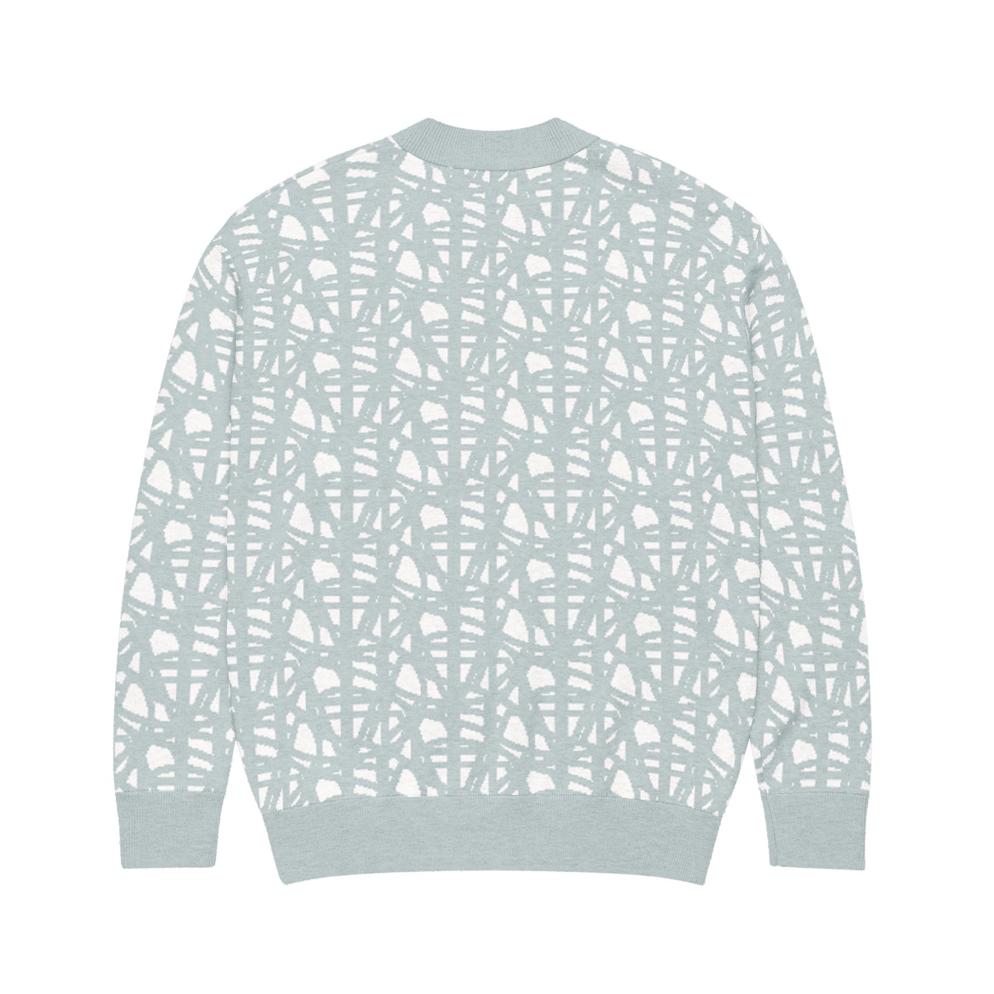 SM Abstract Jacquard Knitted Cardigan blue back