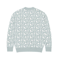 SM Abstract Jacquard Knitted Cardigan blue back