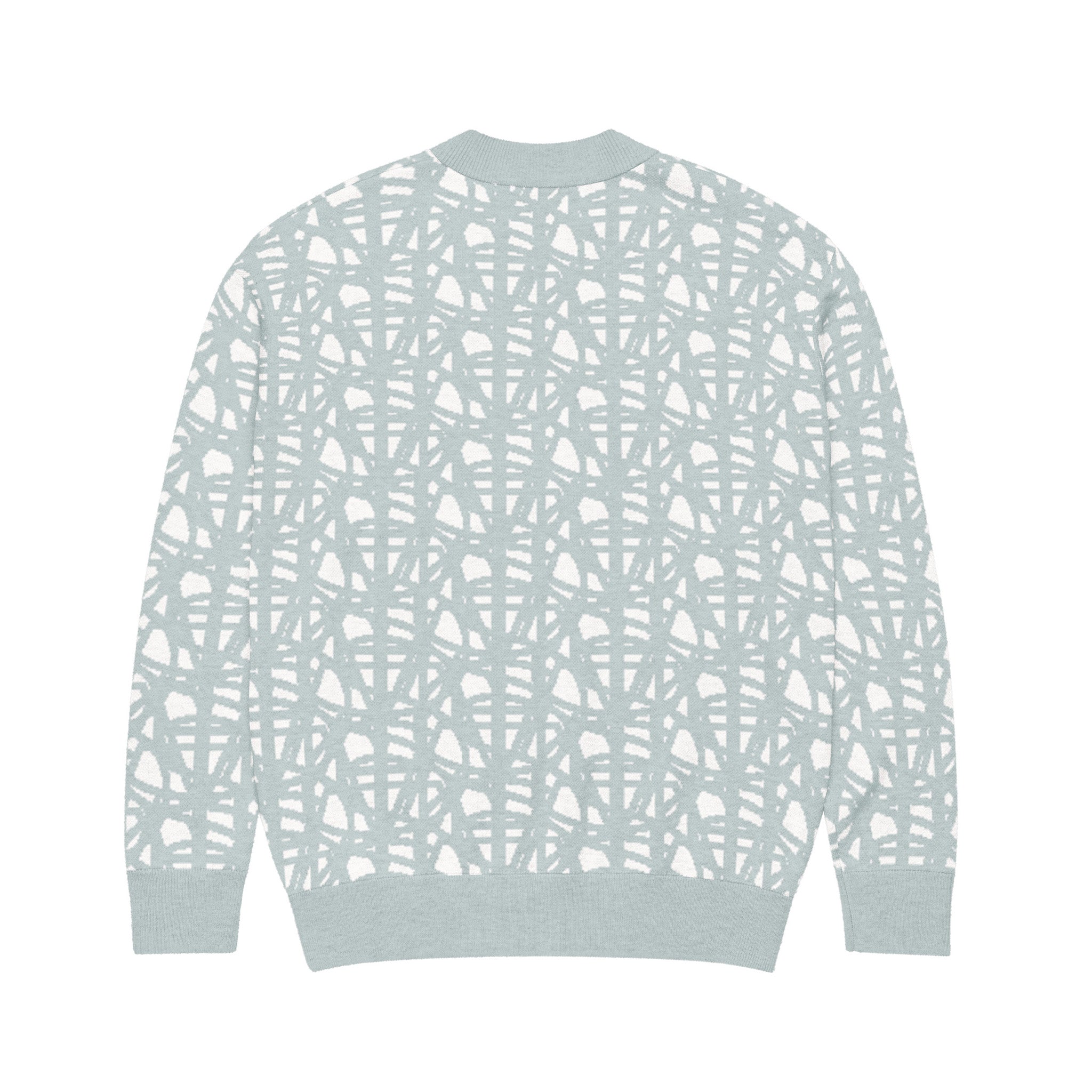 SM Abstract Jacquard Knitted Cardigan blue back
