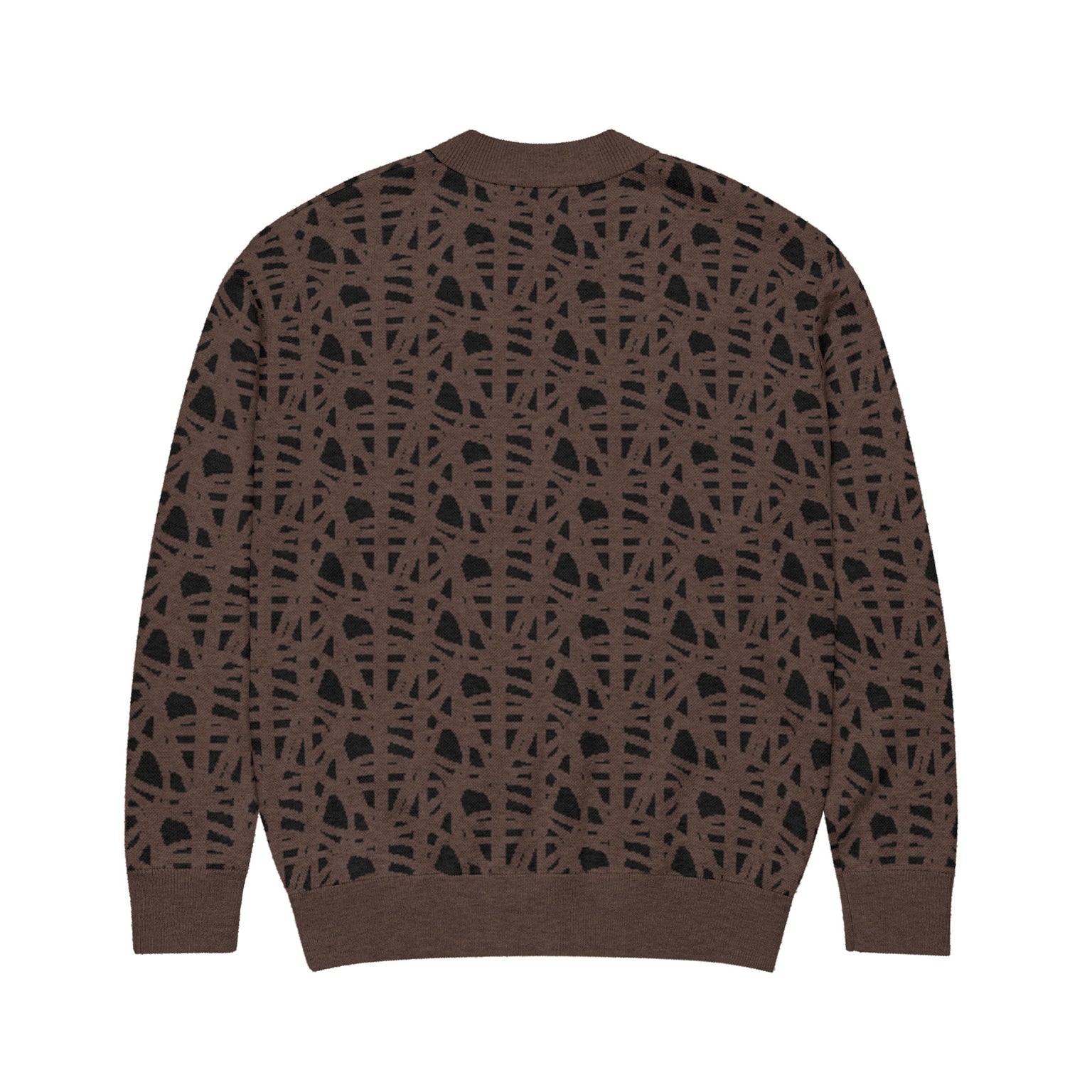 SM Abstract Jacquard Knitted Cardigan brown back
