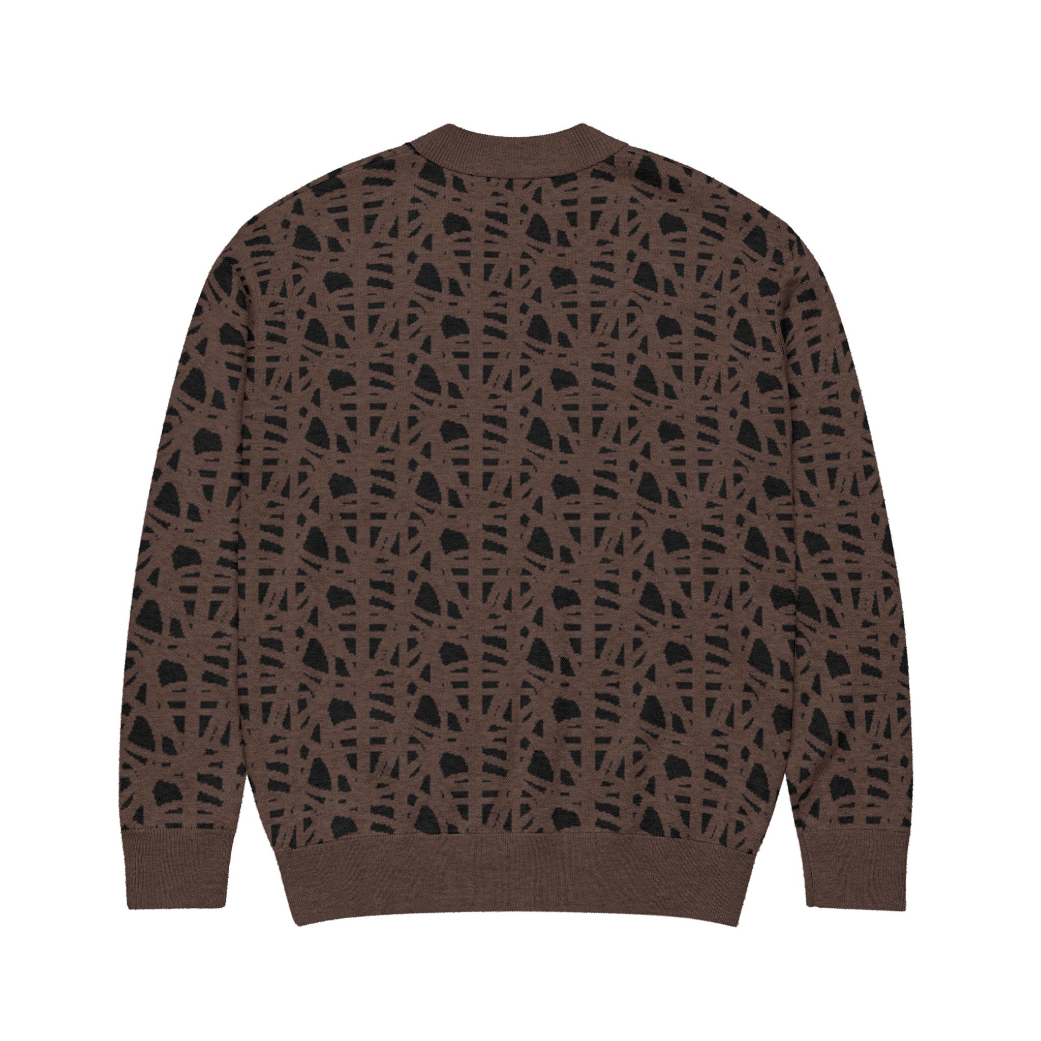 SM Abstract Jacquard Knitted Cardigan brown back