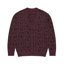 SM Abstract Jacquard Knitted Cardigan burgundy front