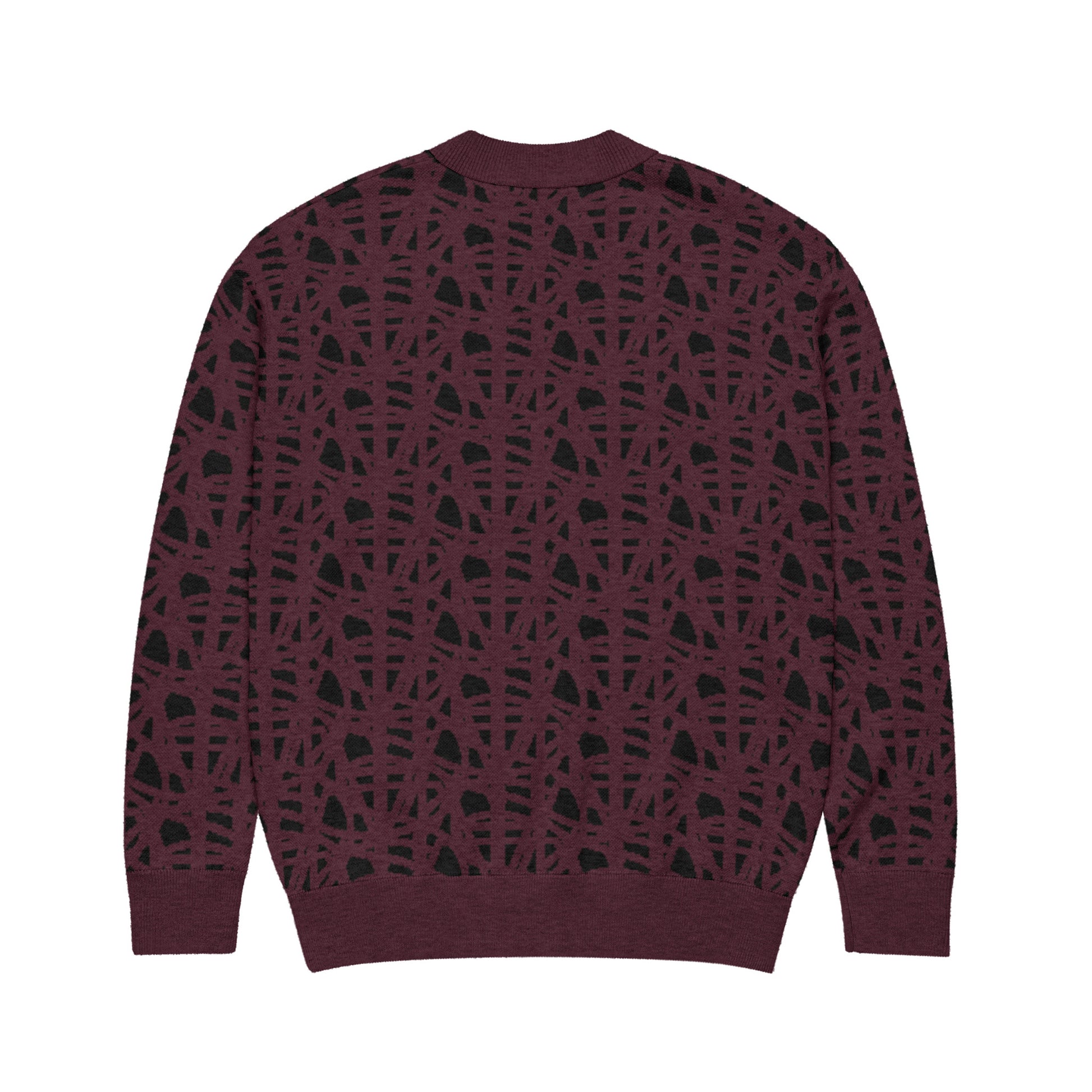 SM Abstract Jacquard Knitted Cardigan burgundy back