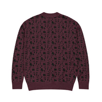 SM Abstract Jacquard Knitted Cardigan burgundy back