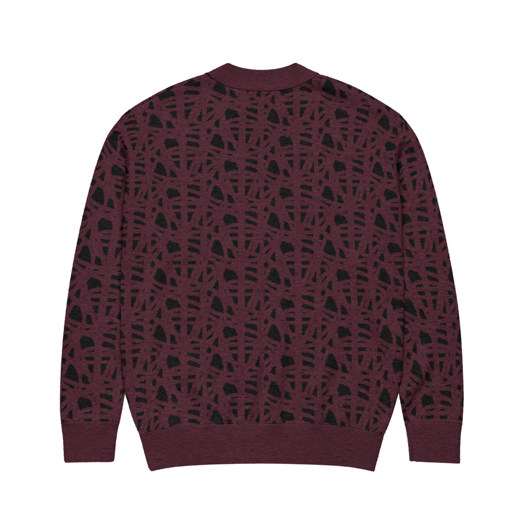 SM Abstract Jacquard Knitted Cardigan burgundy back