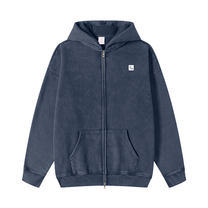 SM Sig. Acid Wash Fleece Hoodie navy front