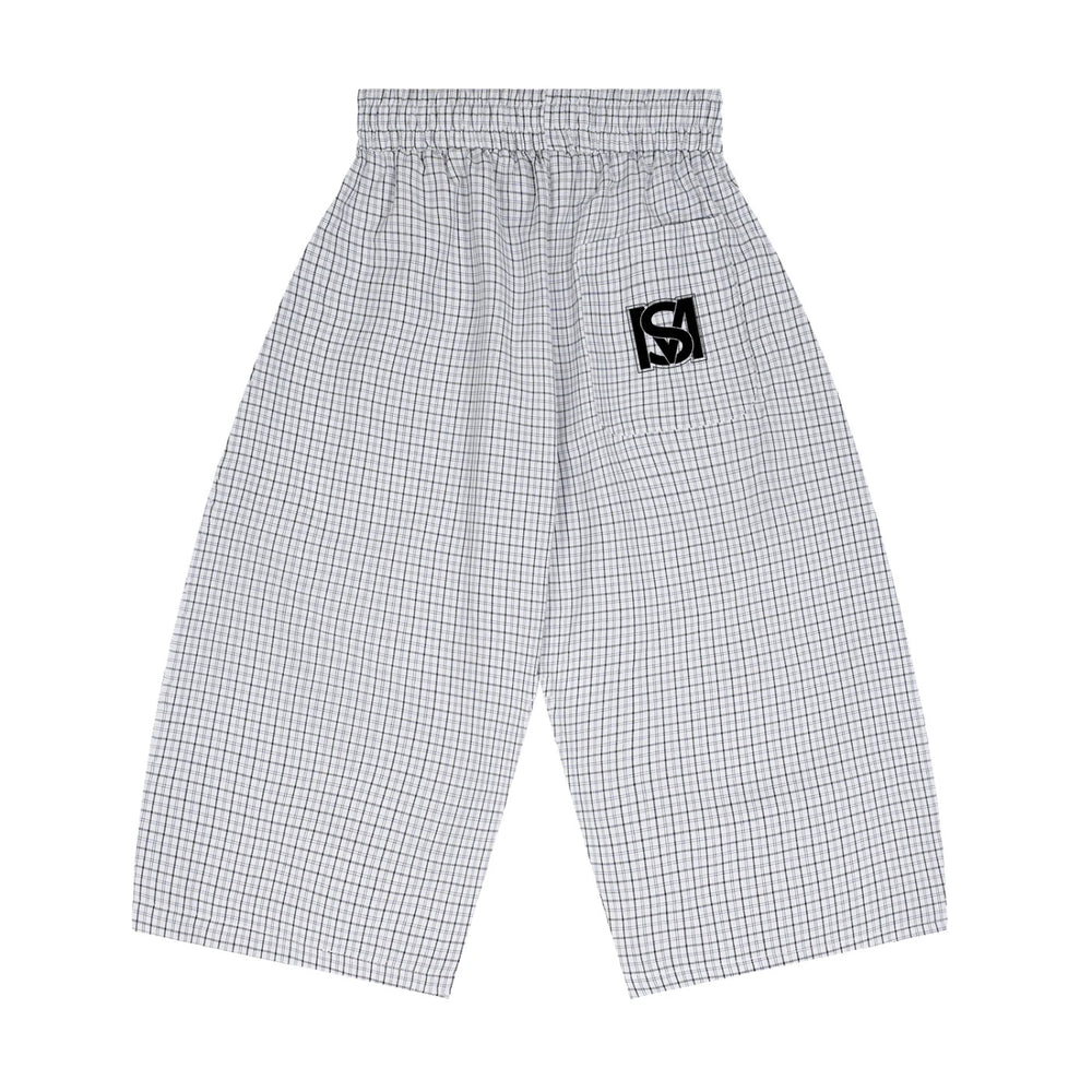 SM Plaid Capri Shorts white back