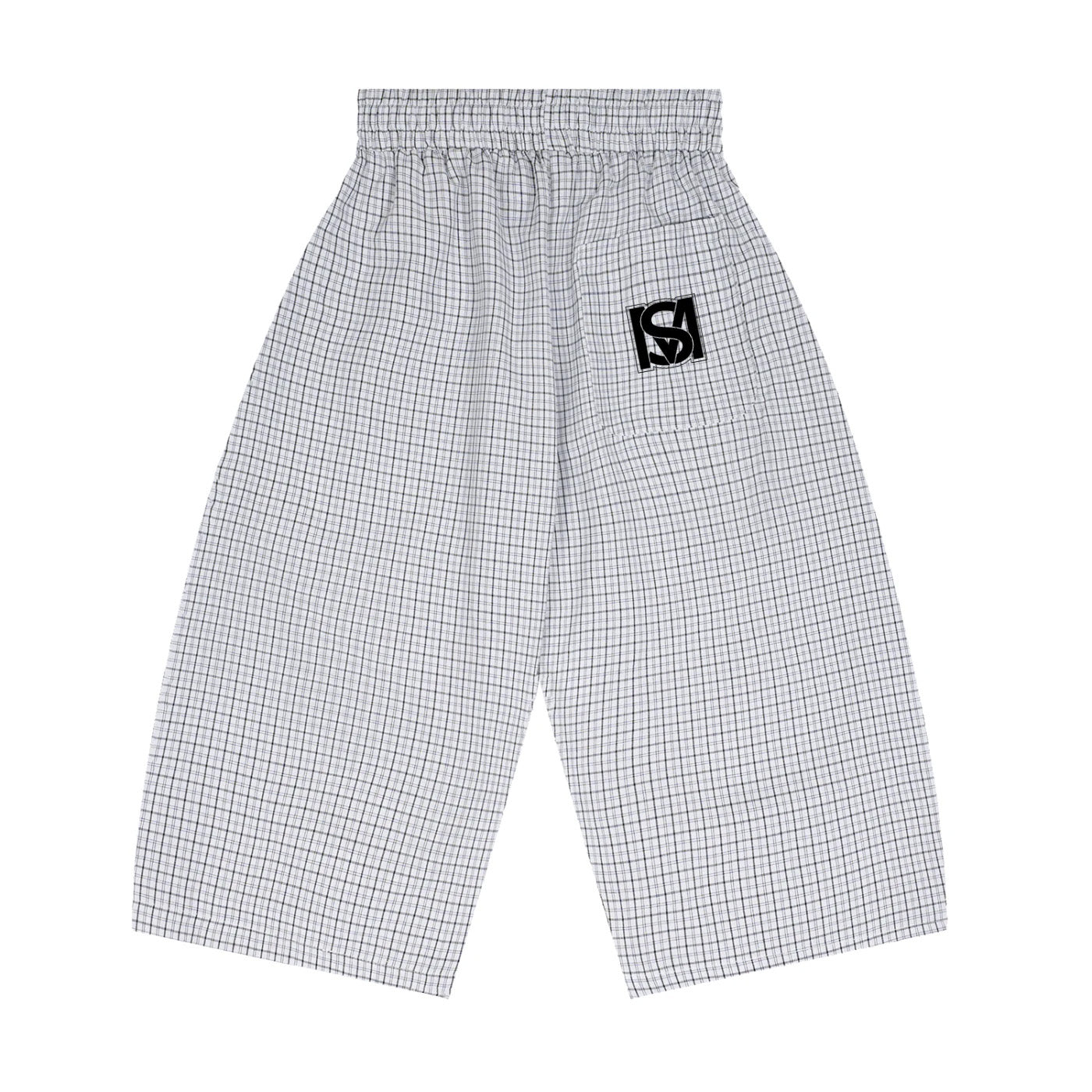 SM Plaid Capri Shorts white back