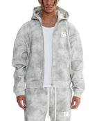 Model wearing SM Cloud Fade Hoodie and Trousers front