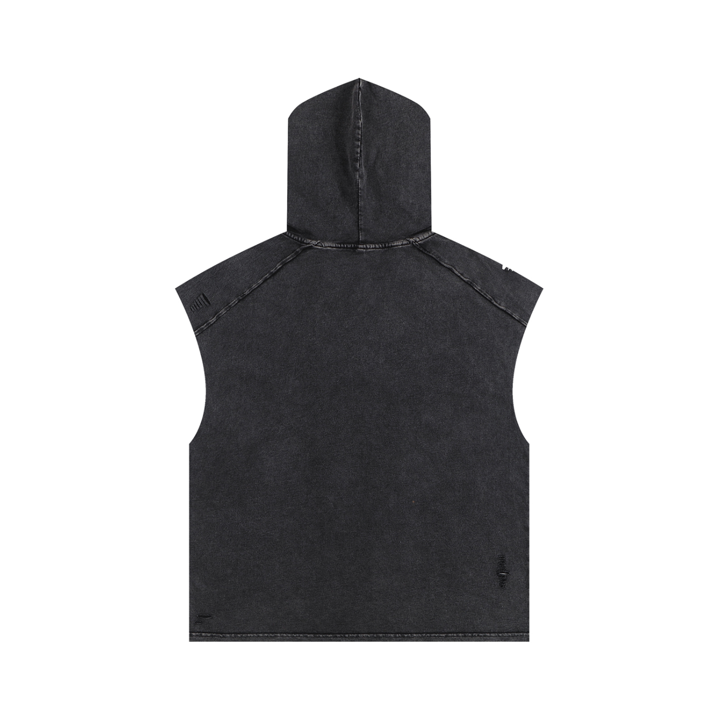 SM Snow Washed Boxy Hooded Tank Top black back