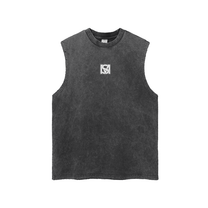 SM Snow Washed Hem Tank Top black front