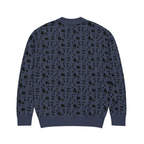 SM Abstract Jacquard Knitted Cardigan dark blue back