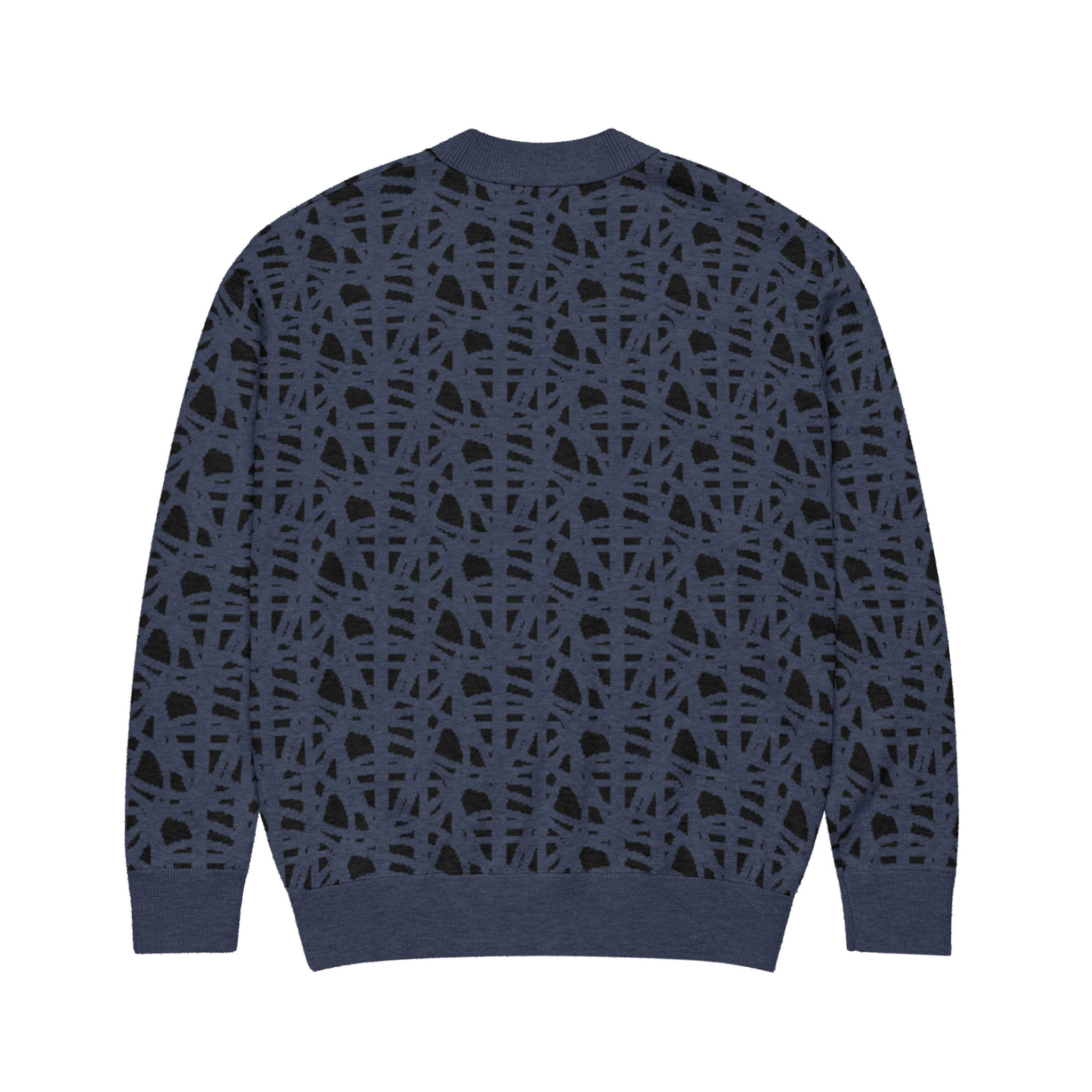 SM Abstract Jacquard Knitted Cardigan dark blue back