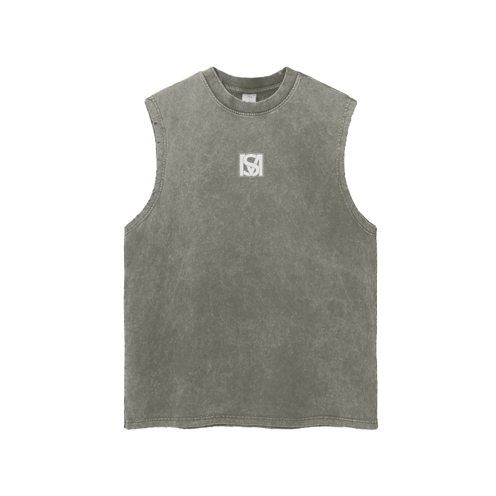 SM Snow Washed Hem Tank Top stone grey front