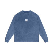 SM Acid Wash Long Sleeve T-shirt dark blue front