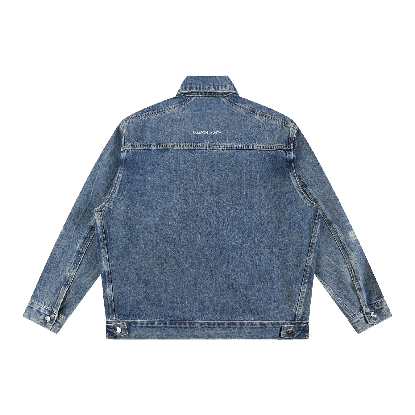 SM Vintage Wash Zip Denim Jacket marble blue back