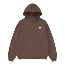SM Sig. High Neck Fleece Hoodie brown front