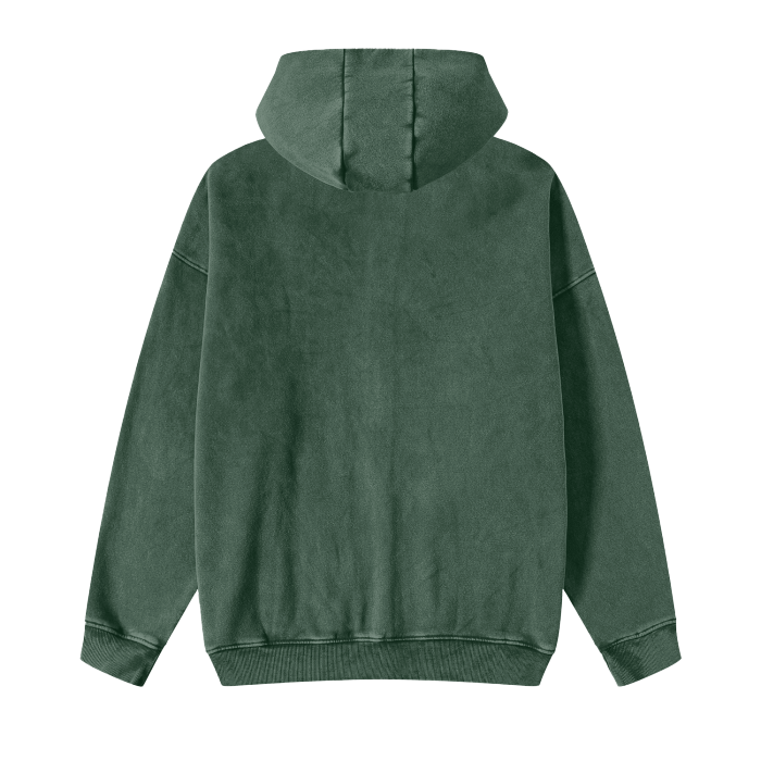 SM Sig. Acid Wash Fleece Hoodie dark green back