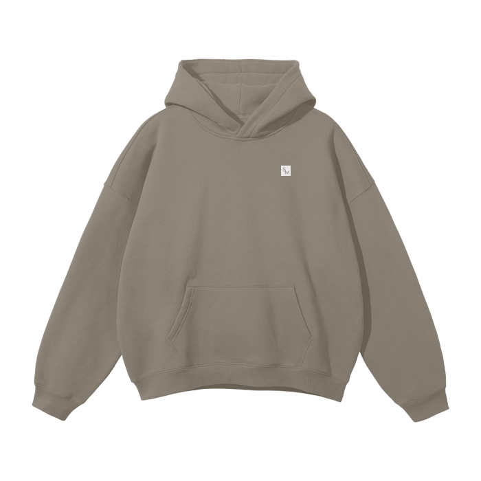 SM Sig. Fleece Hoodie grey coffee front