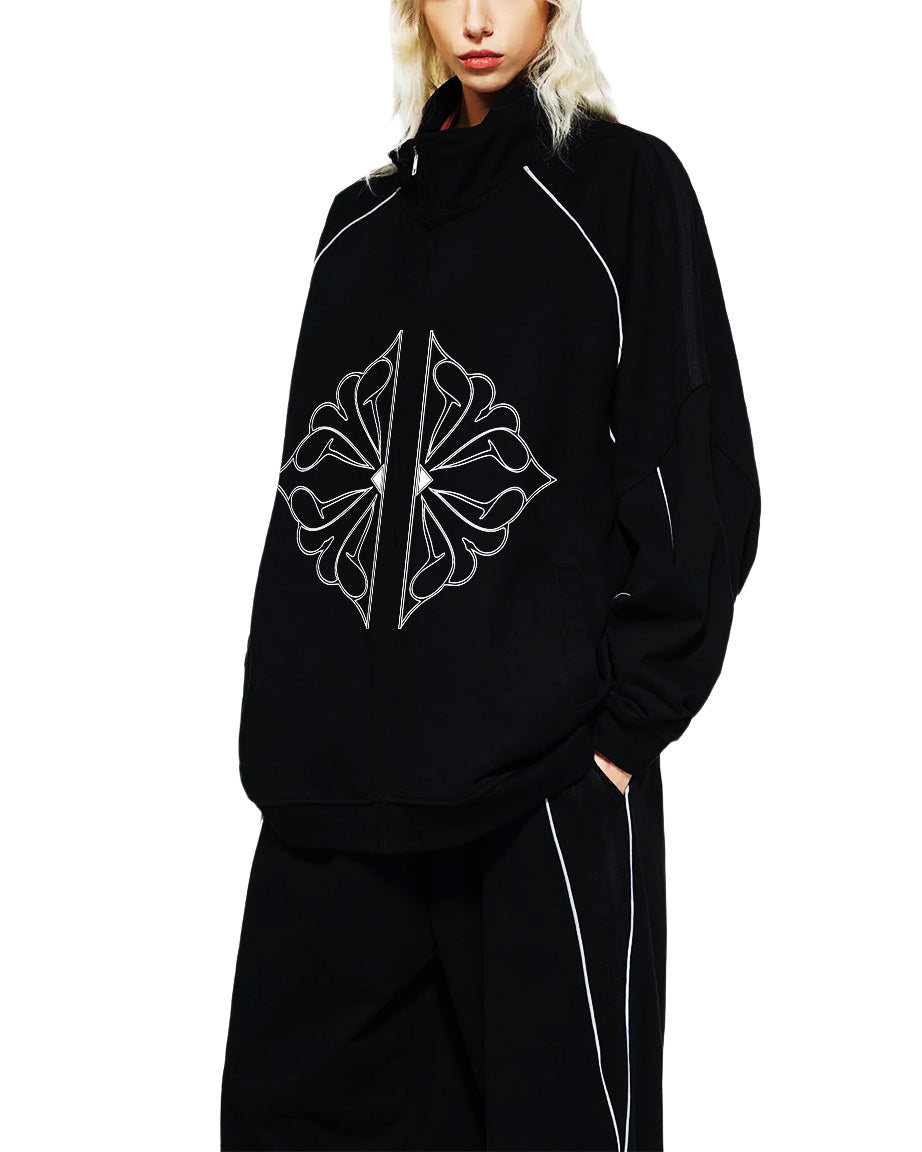 Model wearing SM Fleur Eclipse Jacket black front
