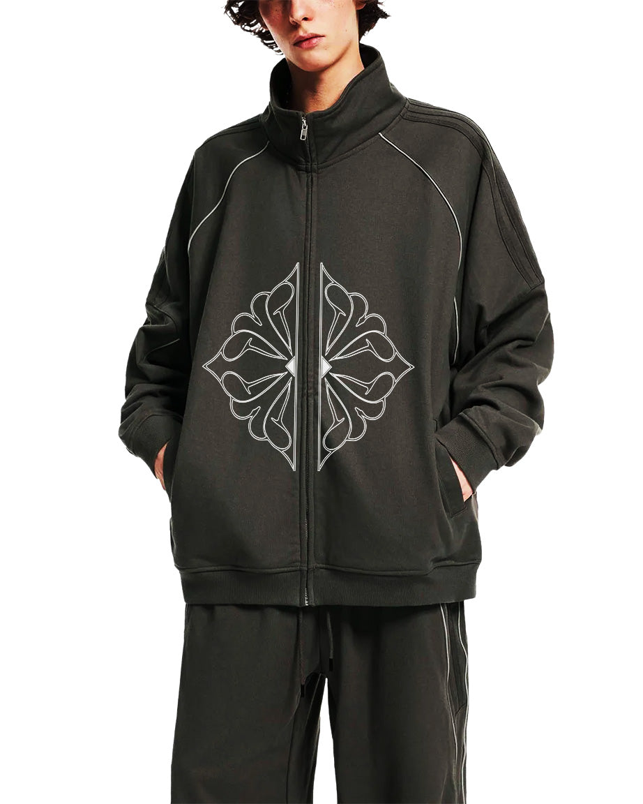 Model wearing SM Fleur Eclipse Jacket Charcoal front