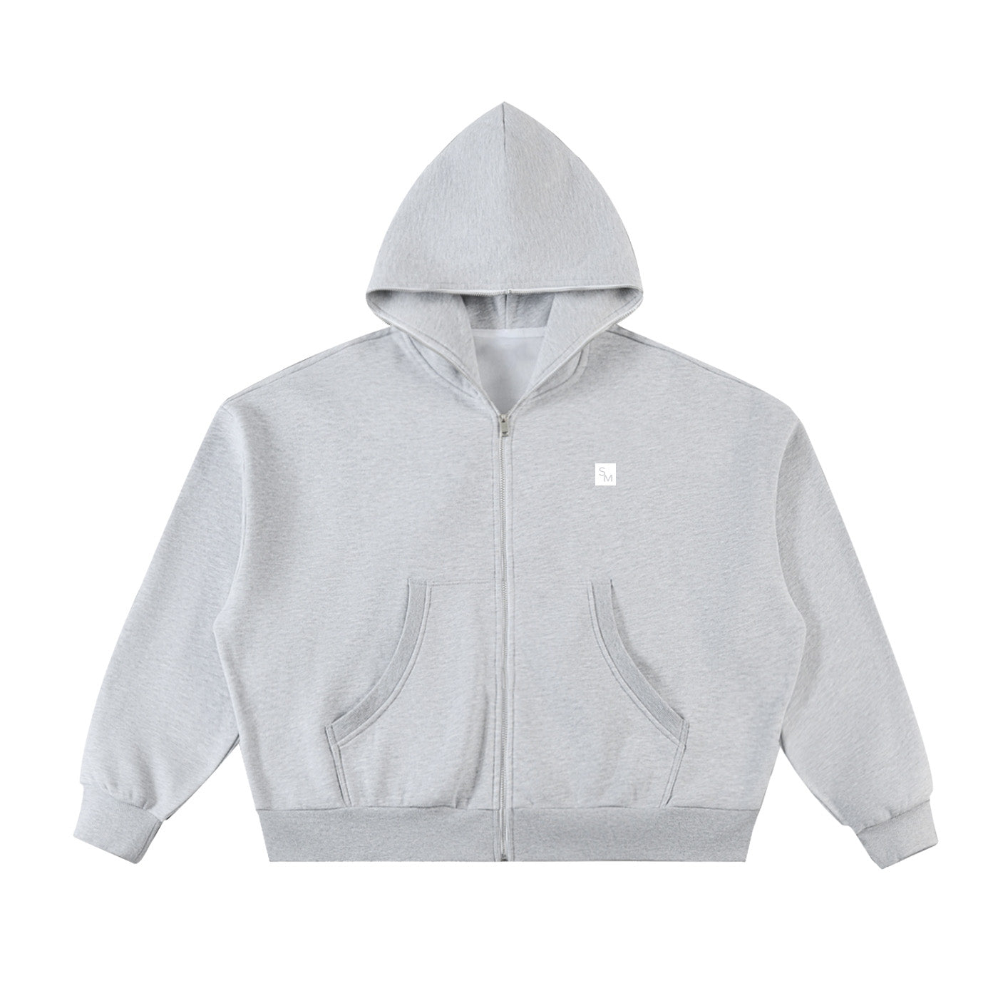 SM Sig. Full-Zip Boxy Hoodie flower grey front