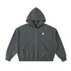 SM Sig. Full-Zip Boxy Hoodie charcoal front