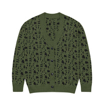 SM Abstract Jacquard Knitted Cardigan green front