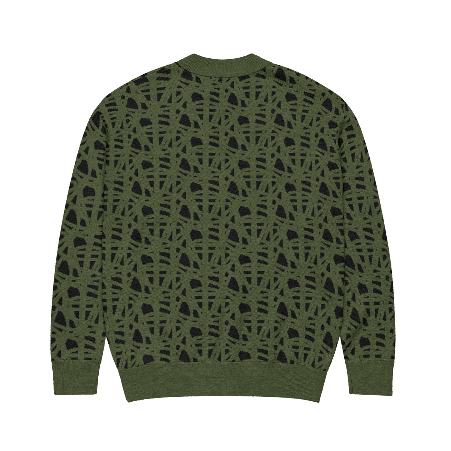 SM Abstract Jacquard Knitted Cardigan green back