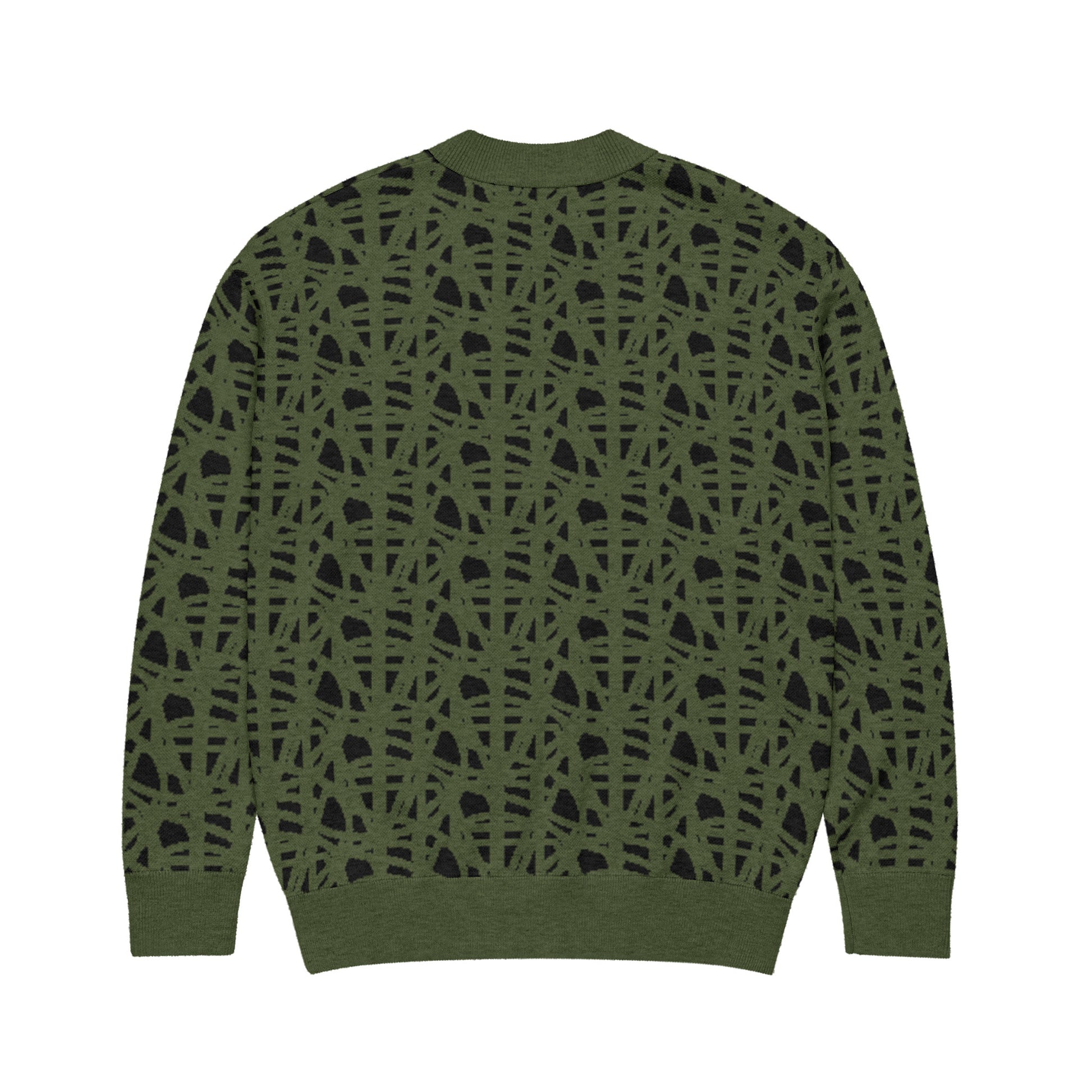 SM Abstract Jacquard Knitted Cardigan green back